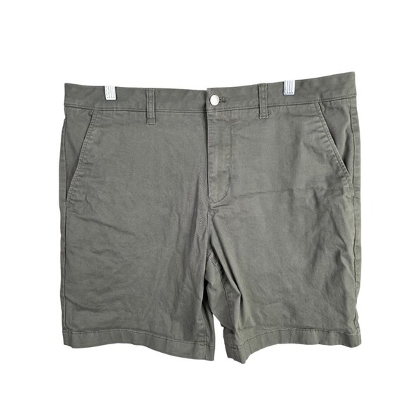 Mens Memeber's Mark Green Twill Shorts Flat Front 8" Inseam Cotton Stretch 36 - Picture 1 of 10